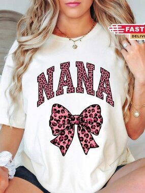 Pink Leopard NANA Shirt - Cute Leopard Print Nana Bow Tee
